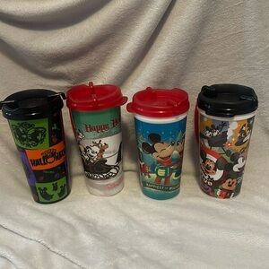 Set of 4 Disney Parks Plastic Mugs